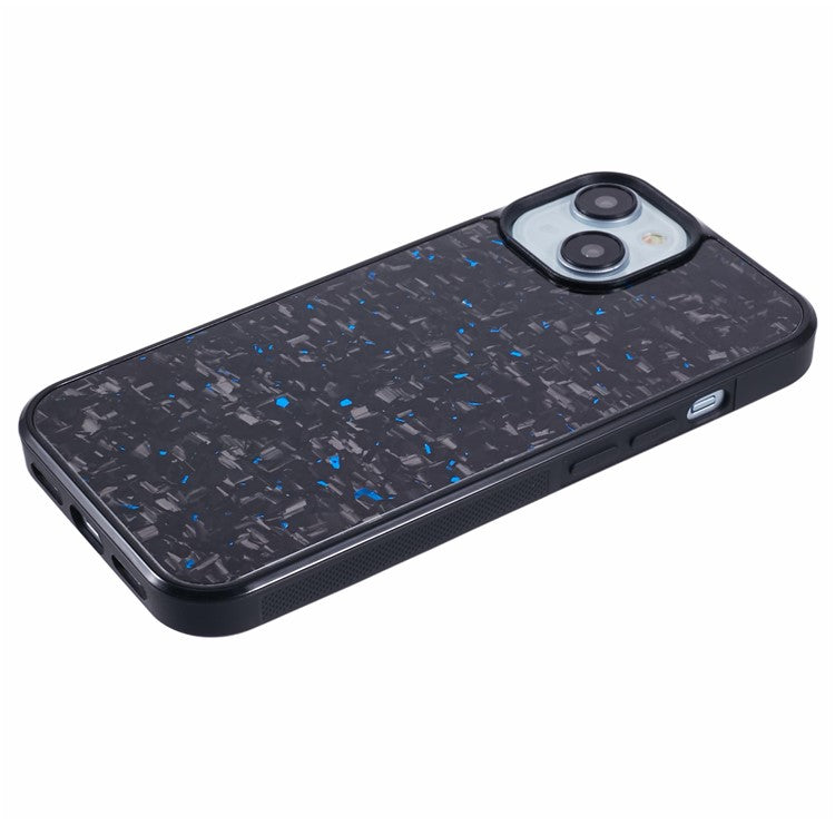 For iPhone 14 Magnetic Case Forged Texture Aramid Fiber+TPU Anti-Slip Phone Cover - Blue