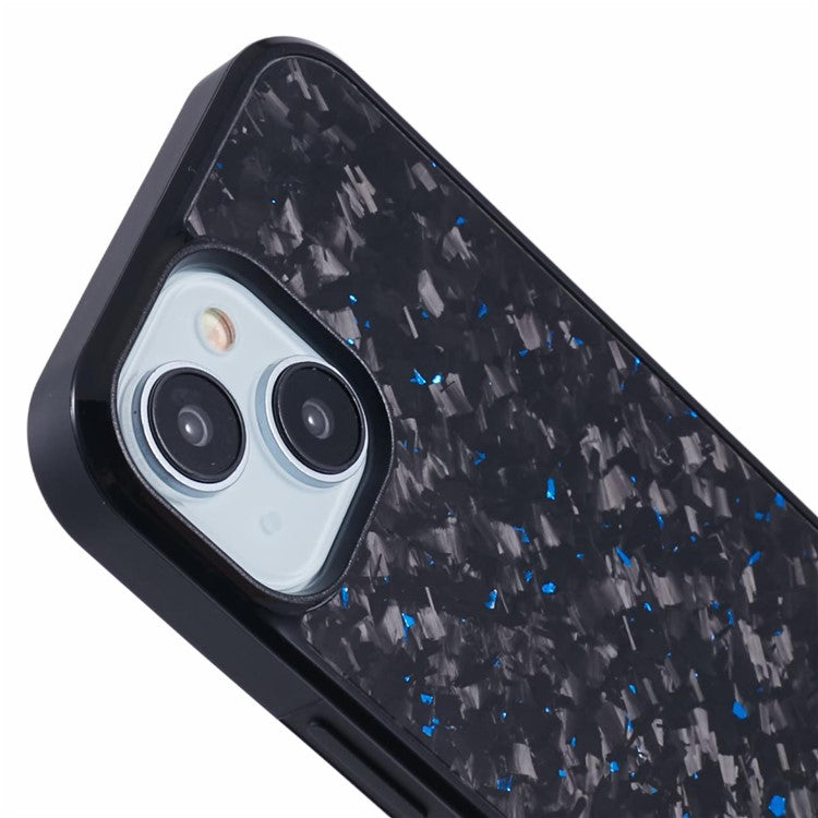 For iPhone 14 Magnetic Case Forged Texture Aramid Fiber+TPU Anti-Slip Phone Cover - Blue