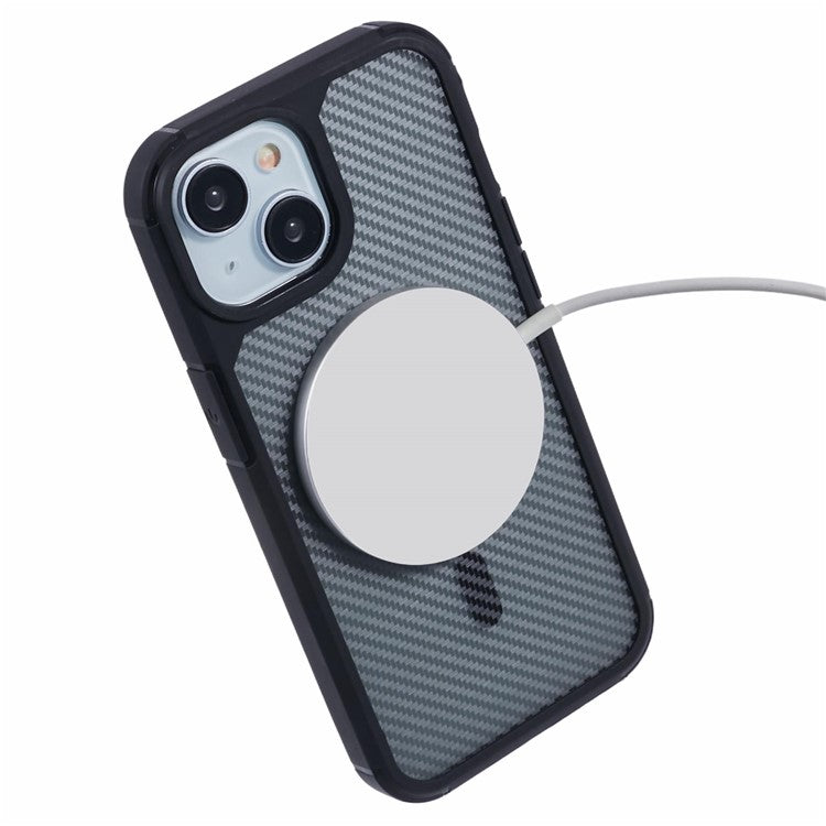 For iPhone 14 Case Compatible with MagSafe Carbon Fiber TPU+PC Anti-Drop Phone Cover