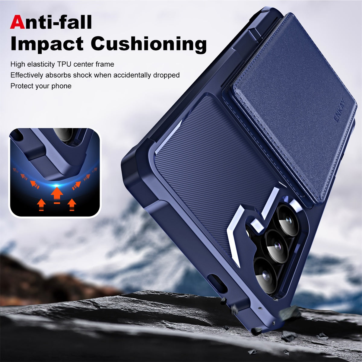 For Samsung Galaxy A35 5G ENKAY Hat-Prince Wallet Card Slot Kickstand PU Leather +TPU Back Phone Cover with Camera Lens Film - Black