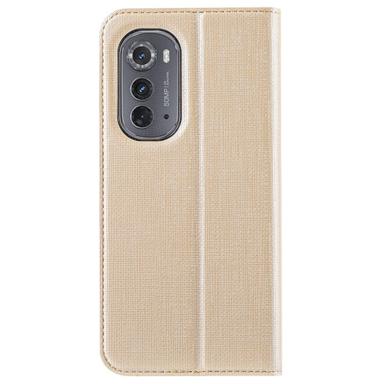 VILI DMX Series Drop-proof Phone Case for Motorola Edge (2022) 5G, PU Leather Magnetic Closure Flip Cover Stand with Card Holder - Khaki