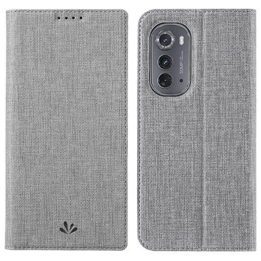 VILI DMX Series Drop-proof Phone Case for Motorola Edge (2022) 5G, PU Leather Magnetic Closure Flip Cover Stand with Card Holder - Grey