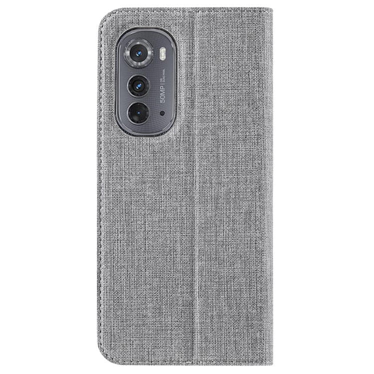 VILI DMX Series Drop-proof Phone Case for Motorola Edge (2022) 5G, PU Leather Magnetic Closure Flip Cover Stand with Card Holder - Grey