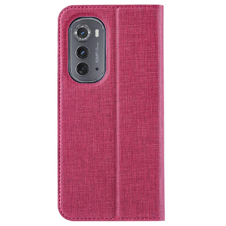 VILI DMX Series Drop-proof Phone Case for Motorola Edge (2022) 5G, PU Leather Magnetic Closure Flip Cover Stand with Card Holder - Rose