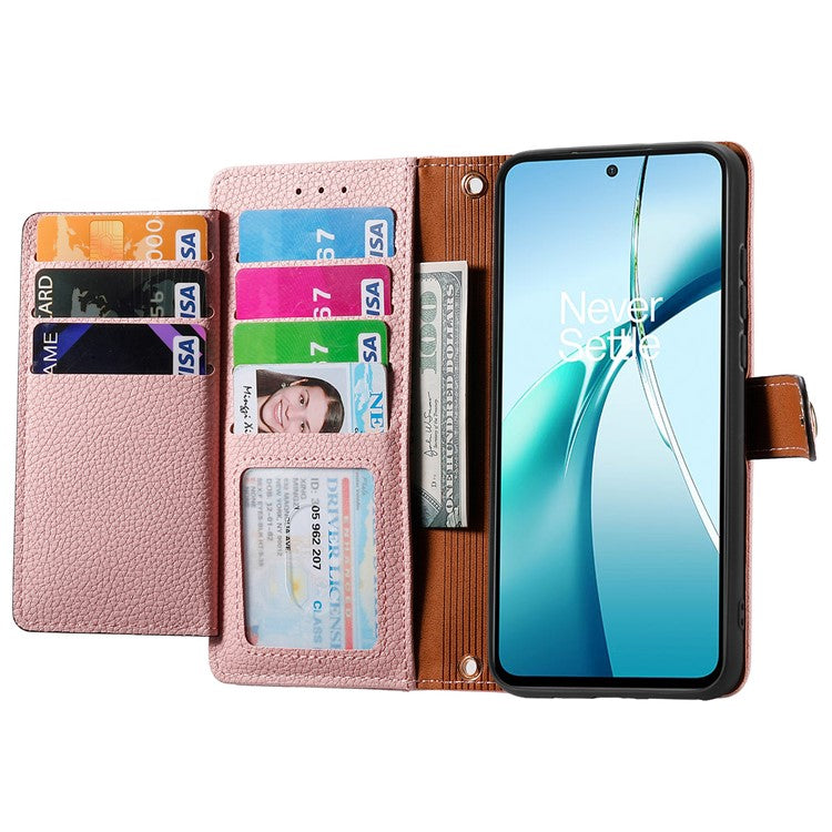 For Motorola Moto G55 5G Case RFID Blocking Zipper Pocket Leather Wallet Phone Cover - Pink