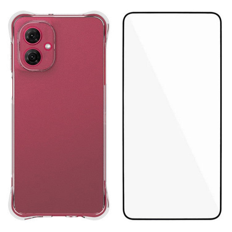 WANLONFENG WL Series for Motorola Moto G55 5G TPU Case 2.0mm Phone Cover with Tempered Glass Film