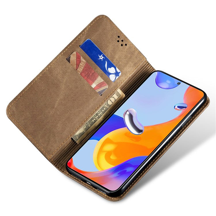 For Huawei nova 13 Pro 5G Case Jeans Cloth Texture Anti-Scratch Leather Stand Phone Cover - Khaki