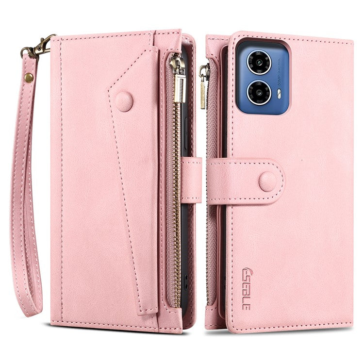ESEBLE Star Series For Motorola Moto G35 5G Case Zipper Wallet Leather Stand Phone Cover - Rose Gold