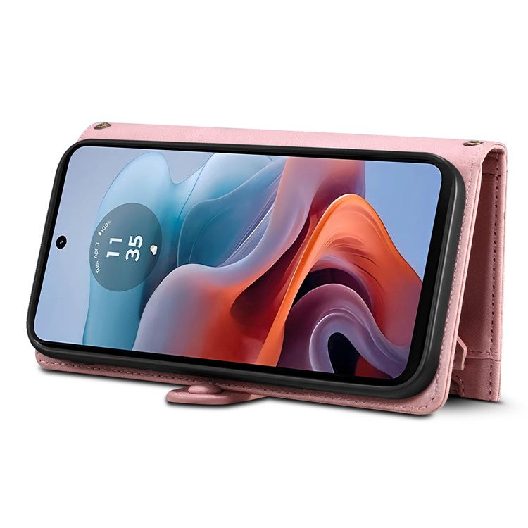 ESEBLE Star Series For Motorola Moto G35 5G Case Zipper Wallet Leather Stand Phone Cover - Rose Gold