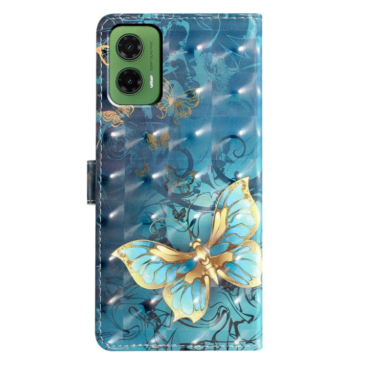 For Motorola Moto G35 5G Case PU Leather Wallet Phone Cover 3D Pattern Printing - Butterfly