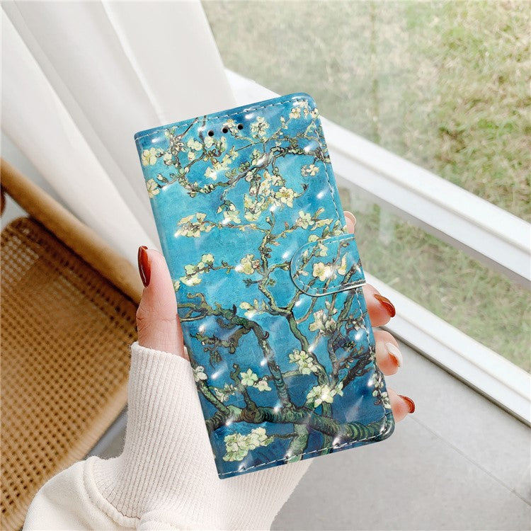 For Motorola Moto G35 5G Case PU Leather Wallet Phone Cover 3D Pattern Printing - Apricot Blossom