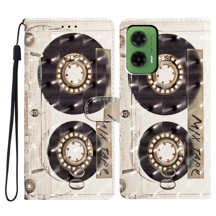 For Motorola Moto G35 5G Case PU Leather Wallet Phone Cover 3D Pattern Printing - Tape
