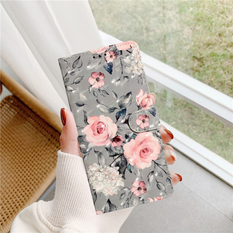 For Motorola Moto G35 5G Case PU Leather Wallet Phone Cover 3D Pattern Printing - Flowers