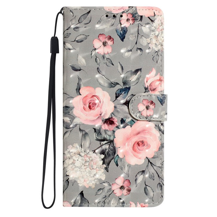 For Motorola Moto G35 5G Case PU Leather Wallet Phone Cover 3D Pattern Printing - Flowers