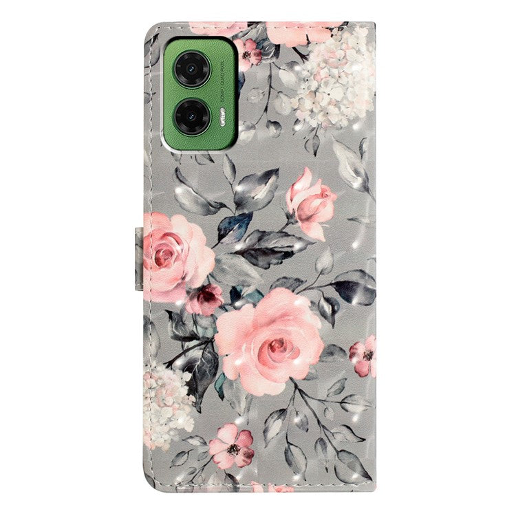 For Motorola Moto G35 5G Case PU Leather Wallet Phone Cover 3D Pattern Printing - Flowers
