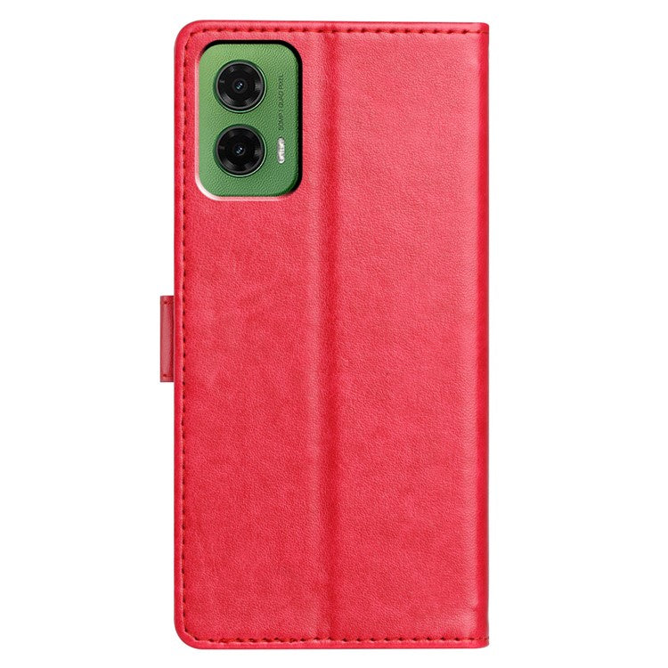 For Motorola Moto G35 5G Leather Case Wallet Stand Phone Cover with Handy Strap - Rose