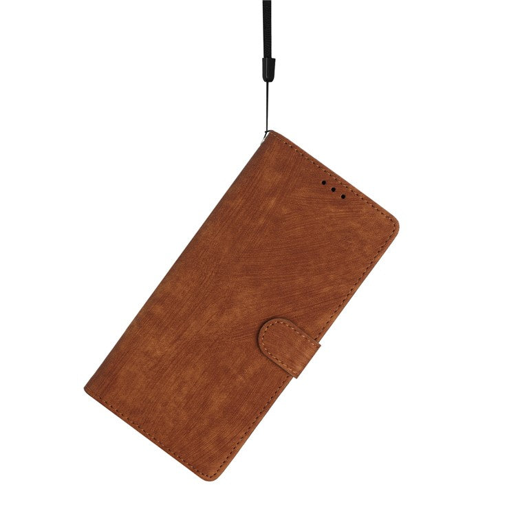 For Motorola Moto G35 5G Case with Card Clots Skin-Touch PU Leather Phone Cover Stand - Brown