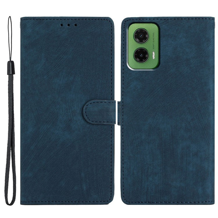 For Motorola Moto G35 5G Case with Card Clots Skin-Touch PU Leather Phone Cover Stand - Blue