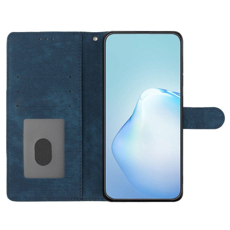 For Motorola Moto G35 5G Case with Card Clots Skin-Touch PU Leather Phone Cover Stand - Blue