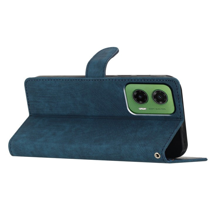For Motorola Moto G35 5G Case with Card Clots Skin-Touch PU Leather Phone Cover Stand - Blue