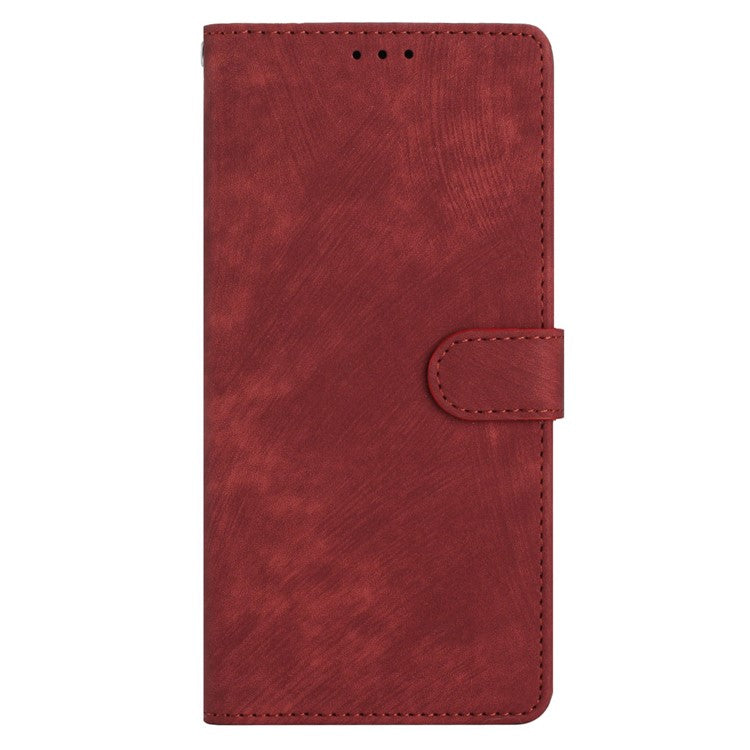 For Motorola Moto G35 5G Case with Card Clots Skin-Touch PU Leather Phone Cover Stand - Red