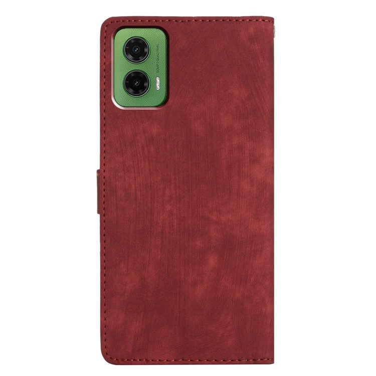 For Motorola Moto G35 5G Case with Card Clots Skin-Touch PU Leather Phone Cover Stand - Red