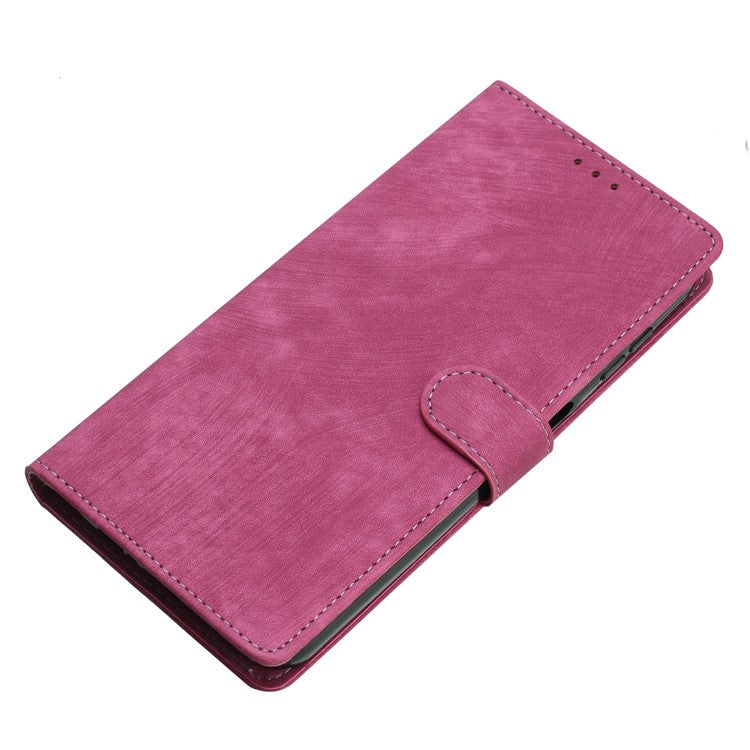 For Motorola Moto G35 5G Case with Card Clots Skin-Touch PU Leather Phone Cover Stand - Rose