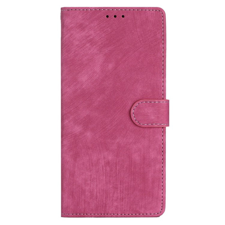 For Motorola Moto G35 5G Case with Card Clots Skin-Touch PU Leather Phone Cover Stand - Rose