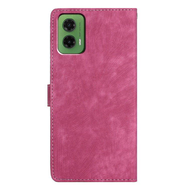 For Motorola Moto G35 5G Case with Card Clots Skin-Touch PU Leather Phone Cover Stand - Rose