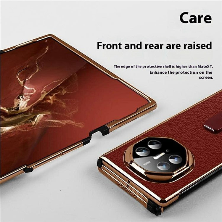 For Huawei Mate XT Ultimate Phone Case Kickstand Leather+PC Mobile Cover - Black
