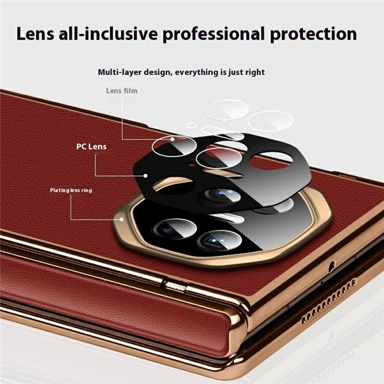 For Huawei Mate XT Ultimate Case Magnetic Hinge Leather+PC Kickstand Back Cover - Red