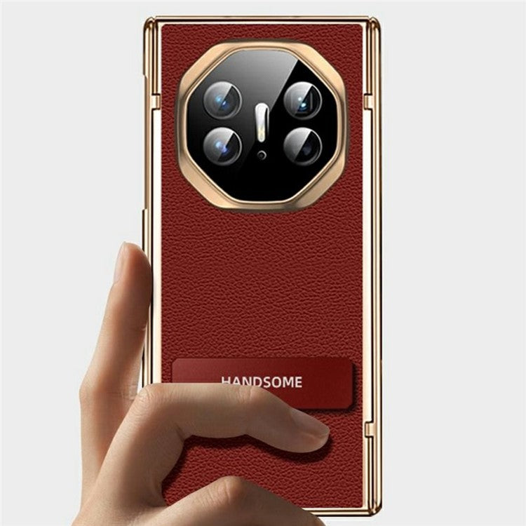 For Huawei Mate XT Ultimate Case Magnetic Hinge Leather+PC Kickstand Back Cover - Red