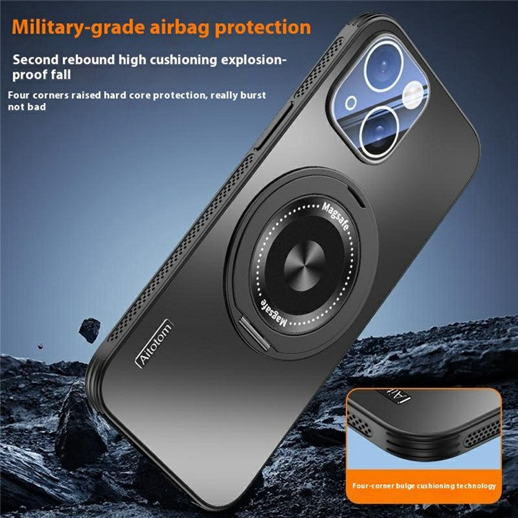 For iPhone 14 Case Compatible with MagSafe Kickstand TPU+PC Heat Dissipation Phone Cover - Blue