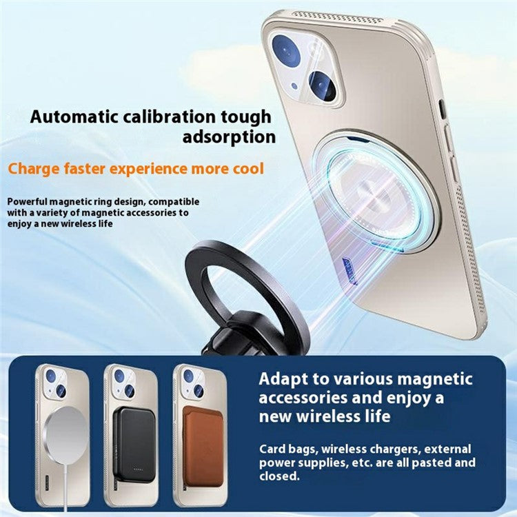 For iPhone 14 Case Compatible with MagSafe Kickstand TPU+PC Heat Dissipation Phone Cover - Blue