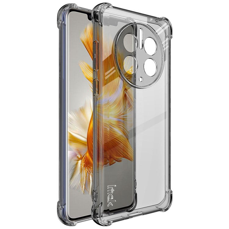 IMAK For Huawei Mate 50 Pro 4G Clear Flexible TPU Phone Cover Four Corner Airbag Drop-proof Case - Transparent Black