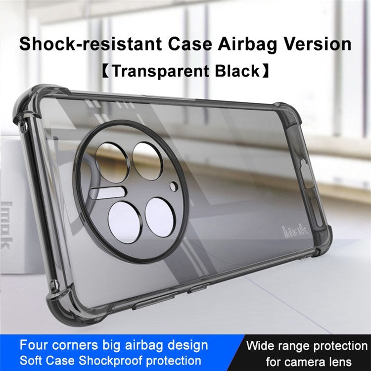 IMAK For Huawei Mate 50 Pro 4G Clear Flexible TPU Phone Cover Four Corner Airbag Drop-proof Case - Transparent Black