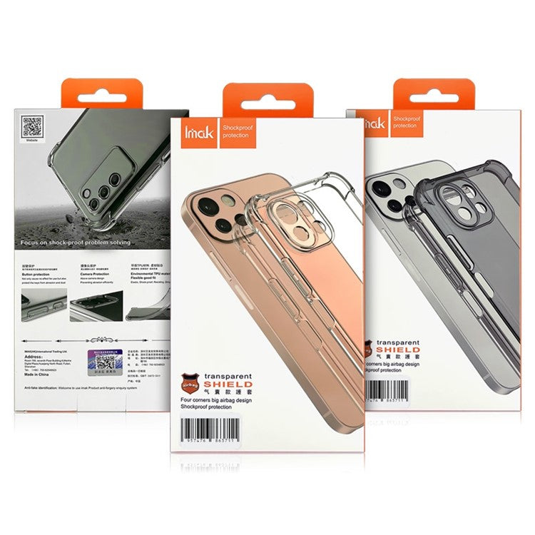 IMAK For Huawei Mate 50 Pro 4G Clear Flexible TPU Phone Cover Four Corner Airbag Drop-proof Case - Transparent Black