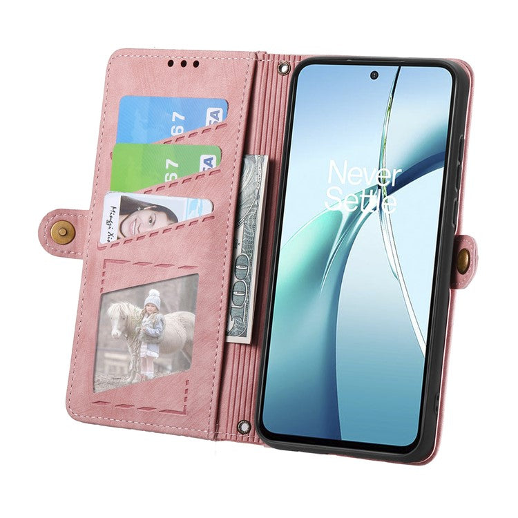For Motorola Moto G35 5G Case Zipper Wallet Geometry Lines Leather Phone Cover - Pink