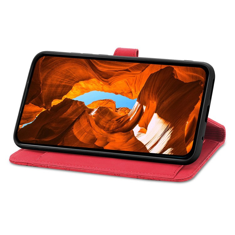 For Motorola Moto G35 5G Case Zipper Wallet PU Leather Flower Imprint Phone Cover - Red