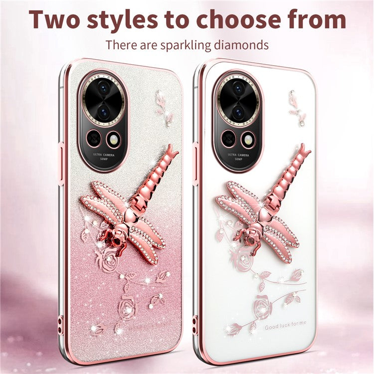 KADEM For Huawei nova 13 Case Dragonfly Kickstand TPU Flowers Glitter Phone Cover - Purple
