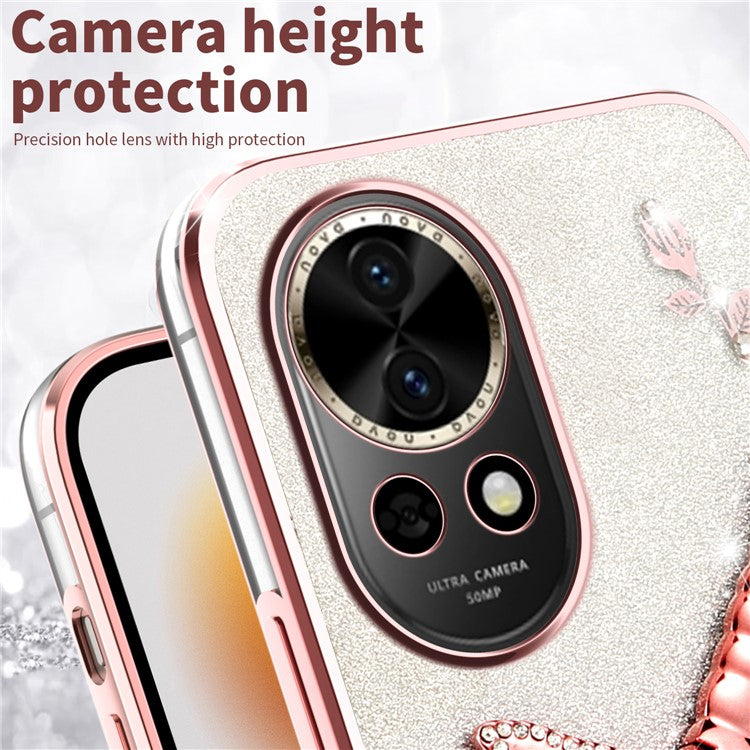 KADEM For Huawei nova 13 Case Dragonfly Kickstand TPU Flowers Glitter Phone Cover - Purple