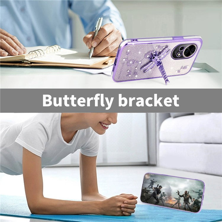 KADEM For Huawei nova 13 Case Dragonfly Kickstand TPU Flowers Glitter Phone Cover - Purple