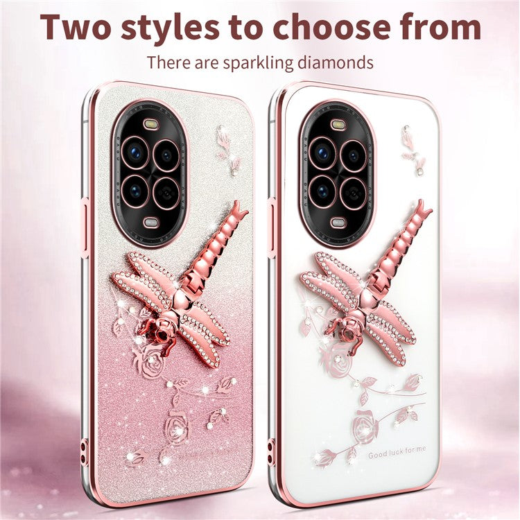 KADEM For Huawei nova 13 Pro 5G Case Dragonfly Kickstand TPU Flowers Glitter Phone Cover - Blue