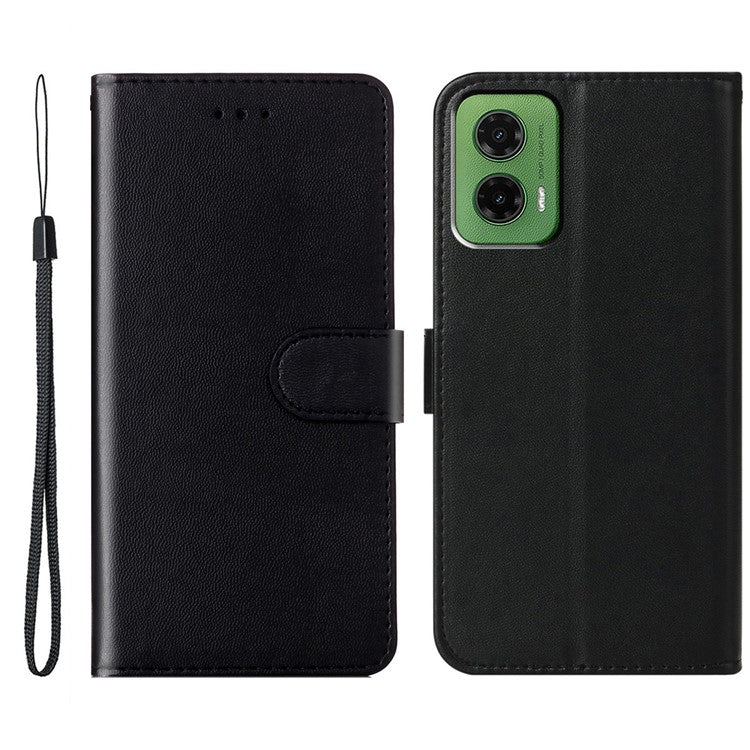 For Motorola Moto G35 5G Case with Card Holder PU Leather Flip Wallet Phone Cover - Black