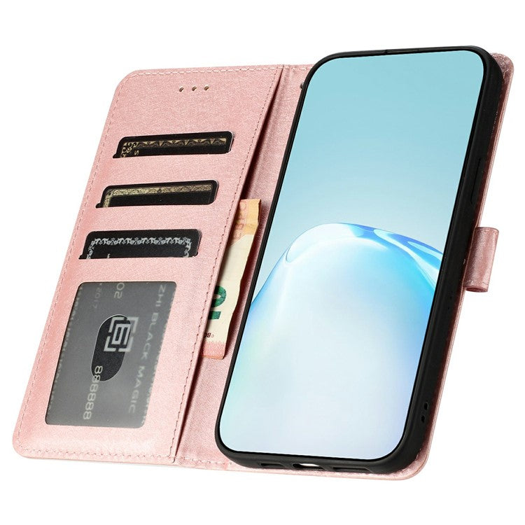 For Motorola Moto G35 5G Wallet Case Leather Folio Phone Cover Magnetic Clasp - Rose Gold