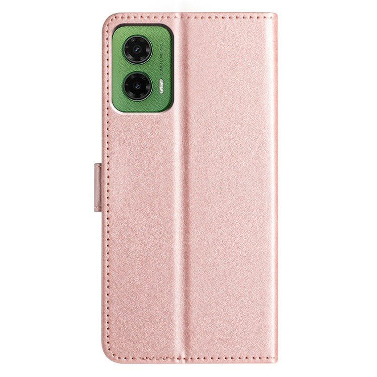 For Motorola Moto G35 5G Wallet Case Leather Folio Phone Cover Magnetic Clasp - Rose Gold