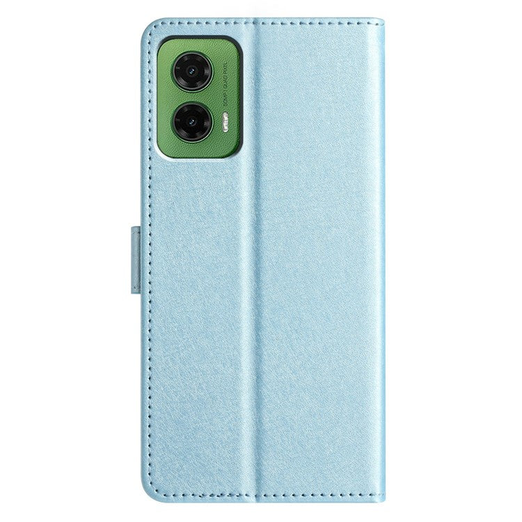 For Motorola Moto G35 5G Wallet Case Leather Folio Phone Cover Magnetic Clasp - Sky Blue