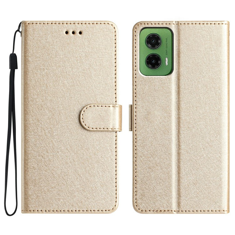 For Motorola Moto G35 5G Wallet Case Leather Folio Phone Cover Magnetic Clasp - Gold