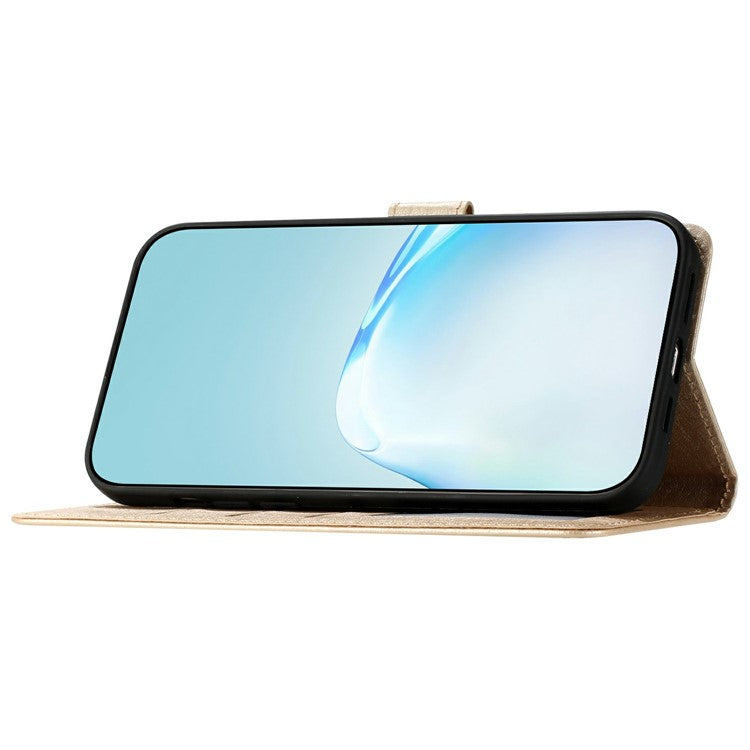 For Motorola Moto G35 5G Wallet Case Leather Folio Phone Cover Magnetic Clasp - Gold