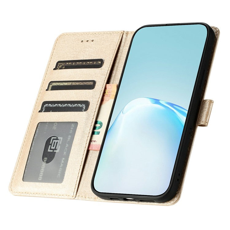 For Motorola Moto G35 5G Wallet Case Leather Folio Phone Cover Magnetic Clasp - Gold